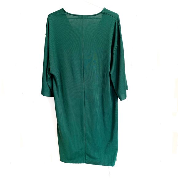 ZARA dark green v-neck dress 1/2 flutter sleeves L - Picture 4 of 5